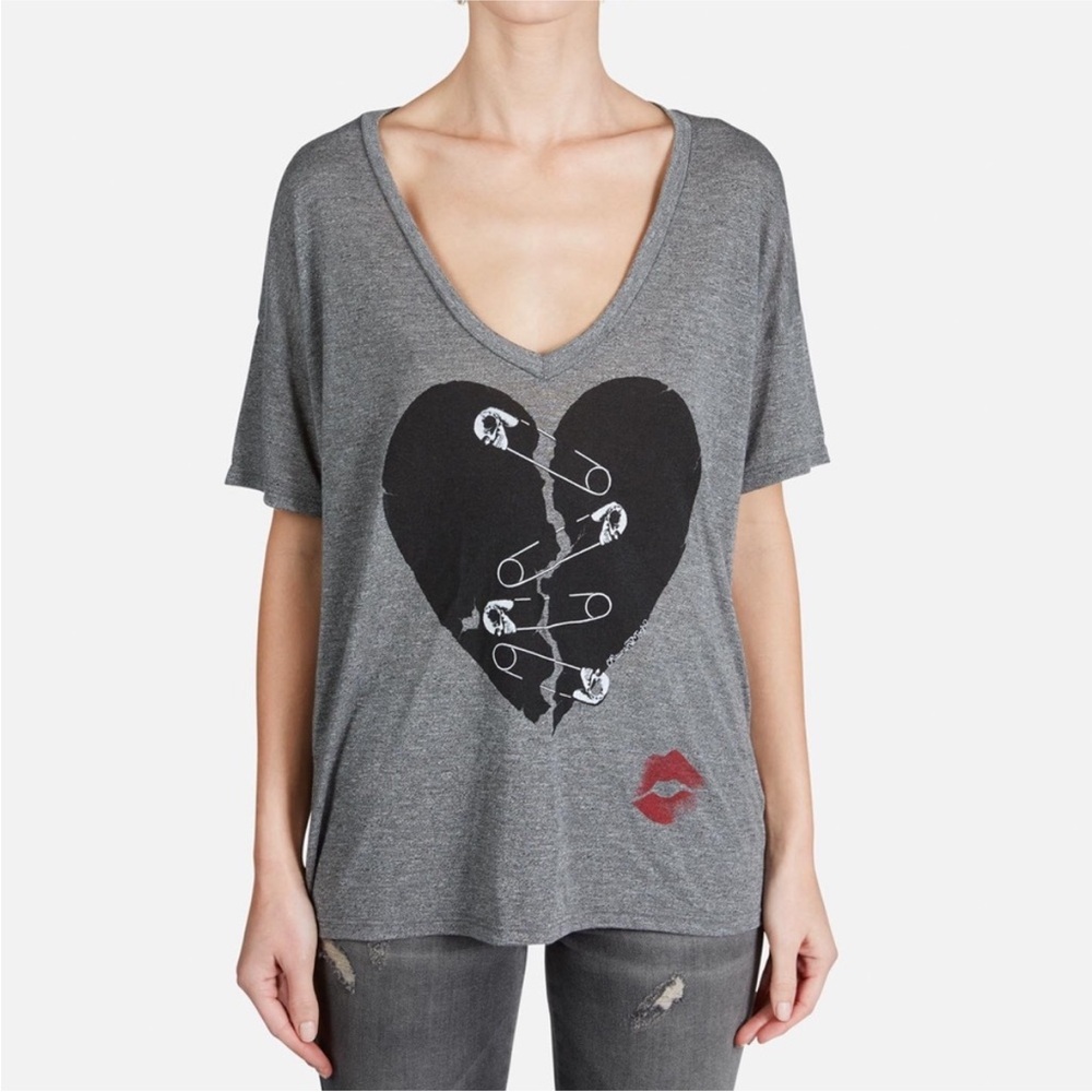 Lauren Moshi heart safety pin tee shirt